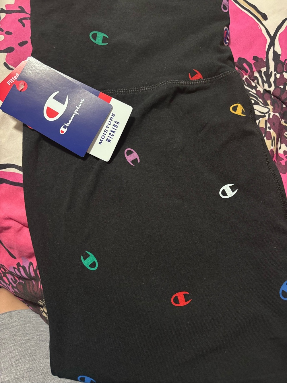 Champion Black Midi Skirt with Multicolor Logo Accents